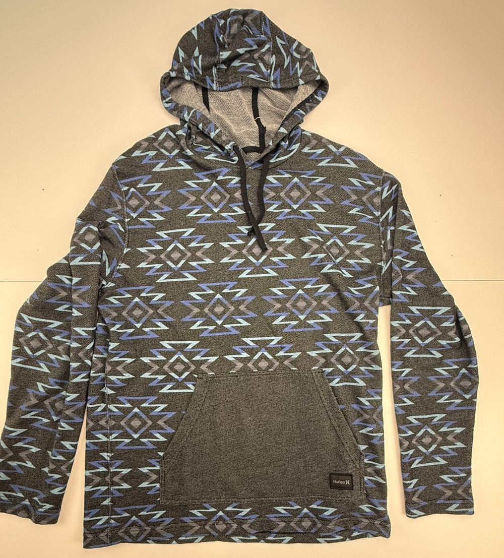 Hurley Exclusively For Buckle Men’s Hoodie Size M Blue Grey Southwestern Aztec